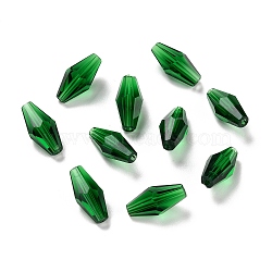 Transparent Glass Beads, Faceted, Bicone, Green, 16x8mm, Hole: 1mm(X-GLAA-G078-C-11)