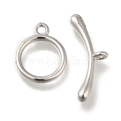 Brass Toggle Clasps, Ring, Platinum, Ring: 13x10.5x1.5mm, Hole: 1.5mm, Bar: 7x19x3mm, Hole: 1.5mm(KK-H480-02P)