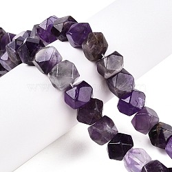 Natural Amethyst Beads Strands, Faceted Cube, 10x8~10x8~10mm, Hole: 0.9mm, about 20pcs/strand, 7.68''(19.5cm)(G-T138-44)