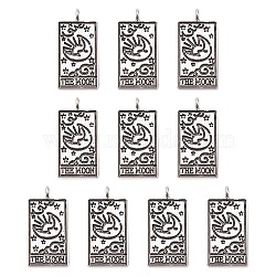 10Pcs Tibetan Style Alloy Pendants, Rectangle with Tarot Pattern, Antique Silver, Antique Silver, 2.6x1.3cm(TARO-YW0001-01)