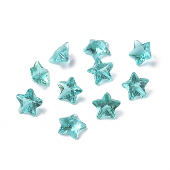 Transparent Pointed Back Glass Cabochons, Star, for DIY Crafts Jewelry Making, Pale Turquoise, 4.5x4.5x3mm