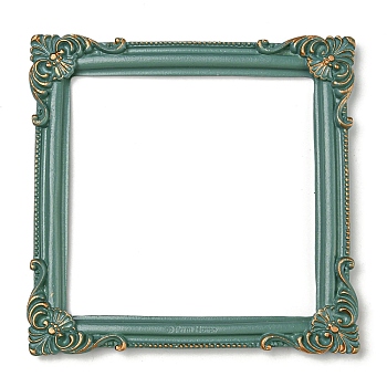 Resin Embossed Photo Frames, for Jewelry Photography Photo Frame Decor Accessories, Sea Green, 115x112x10.5mm, Inner Diameter: 86x87mm