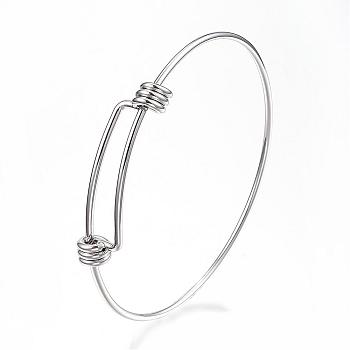 Adjustable 304 Stainless Steel Expandable Bangle Making, Stainless Steel Color, 2-1/4 inch(56mm)~2-1/2 inch(64mm)