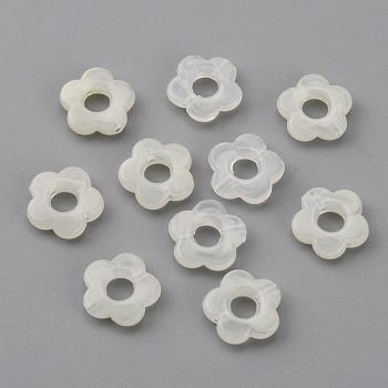 Resin Bead Frames, for Earrings Jewelry Accessories, Flower, White, 14x14.5x3.5mm, Hole: 1.6mm