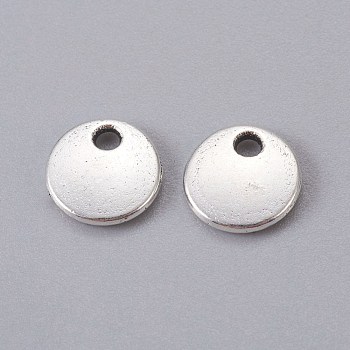 Alloy Pendants, Stamping Blank Tags, Cadmium Free & Nickel Free & Lead Free, Flat Round, Antique Silver, 8x1.5mm