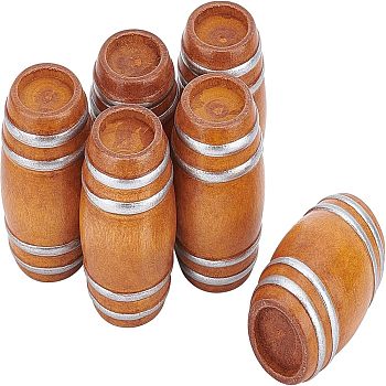 Beechwood Mini Beer Barrel, for Dollhouse Accessories Pretending Prop Decorations, Saddle Brown, 27x40.5mm