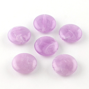 Flat Round Imitation Gemstone Acrylic Beads, Lilac, 22x8.5mm, Hole: 2mm, about 190pcs/500g