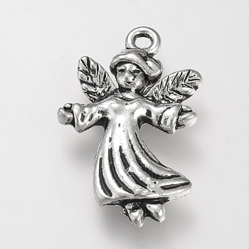 Tibetan Style Alloy Pendants, Cadmium Free & Lead Free, Angel, Antique Silver, 22x14.5x2.5mm, Hole: 1.5mm, about 610pcs/1000g