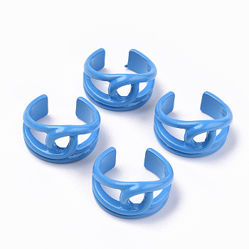 Spray Painted Alloy Cuff Rings, Open Rings, Cadmium Free & Lead Free, Cornflower Blue, US Size 8 1/2(18.5mm)