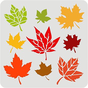 Large Plastic Reusable Drawing Painting Stencils Templates, for Painting on Scrapbook Fabric Tiles Floor Furniture Wood, Square, Maple Leaf Pattern, 300x300mm