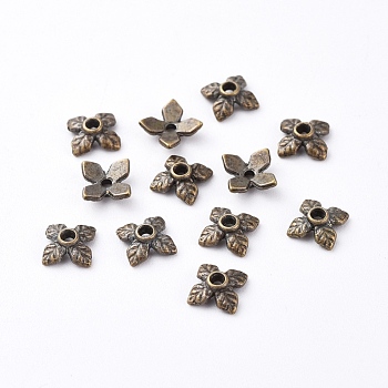 Tibetan Style Bead Caps, Zinc Alloy Bead Caps, Lead Free, Cadmium Free and Nickel Free, Antique Bronze, 8x2.5mm, Hole: 1mm