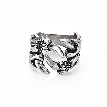 Men's Alloy Cuff Finger Rings, Open Rings, Cadmium Free & Lead Free, Antique Silver, US Size 8(18.1mm)