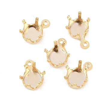 Brass Sew on Prong Settings, Claw Settings for Pointed Back Rhinestone, Flat Round Charms, Cadmium Free & Lead Free, Real 24K Gold Plated, 8x5x4.5mm, Hole: 0.8mm, Tray Size: 4mm