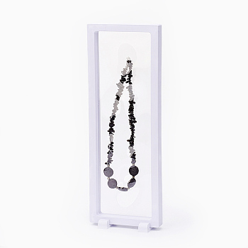 Plastic Frame Stands, with Transparent Membrane, 3D Floating Frame Display Holder, For Bracelet/Necklace Jewelry Display, Rectangle, White, 30x11x2cm