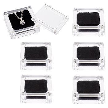 Transparent Plastic Jewelry Display Stands, with Magnetic Clasps and Black Mat Inside, for Jewely Bracelets, Necklaces Displays, Square, Clear, 5.9x5.9x2.1cm, Inner Diameter: 4.45x4.45x0.3cm