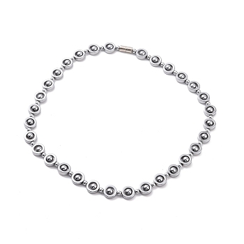 Synthetic Hematite & Brass Column Beaded Necklace with Magnetic Clasps, Gemstone Jewelry for Men Women, Platinum, 19-7/8 inch(50.5cm)