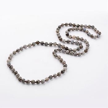Natural Labradorite Necklaces, Beaded Necklaces, 36.2 inch
