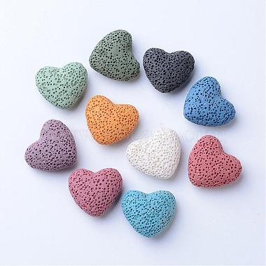 24mm Mixed Color Heart Lava Beads