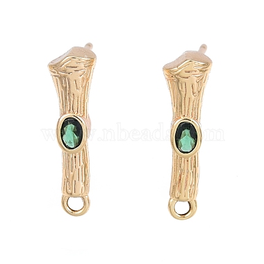 Brass Micro Pave Cubic Zirconia Stud Earring Findings(KK-T062-247G-01)-2