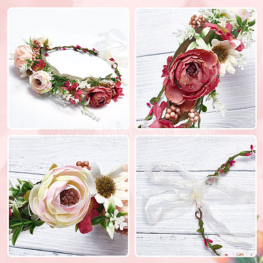 Cloth Artificial Flower Bridal Wreath(OHAR-WH0011-19)-4