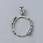 925 Sterling Silver Pendant Cabochon Settings, Oval, Open Back Settings, Antique Silver, 22x18.5x4.5mm, Hole: 5.7x4mm(STER-WH0061-95B)