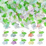 Acrylic Flower Charms, with Brass Findings, Mixed Color, 13mm, Hole: 2.5mm, 10pcs/set(PALLOY-CJ00025)