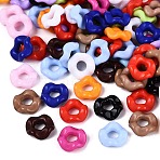 Opaque Acrylic European Beads, Twist Disc Large Hole Beads, Mixed Color, 9x3mm, Hole: 3mm, about 3846pcs/500g(OACR-Q197-07-B)