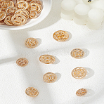 30Pcs 3 Style 1-Hole Alloy Shank Buttons, Flat Round, Light Gold, 15~20x8.5mm, Hole: 2.5mm(BUTT-LP0001-94)