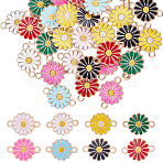 48Pcs 8 Colors Alloy Enamel Connector Charms, Sunflower Links, Light Gold, Mixed Color, 17.5x12x2mm, Hole: 1.6mm, 6pcs/color(ENAM-SC0004-05)