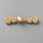 Handmade Chinese Frog Knot Buttons Sets, Satin Buttons, with Resin Beads, Wheat, 70x15x5.5mm(AJEW-WH20070-018A)