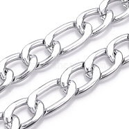 Aluminum Faceted Figaro Chain, Diamond Cut, Unwelded, Silver, 26x15x3.5mm, Small oval: 21x14.5x3.5mm(CHA-N003-34S)