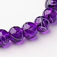 Drawbench Transparent Glass Beads Strands, Spray Painted, Round, Indigo, 8mm, Hole: 1.3~1.6mm, 31.4 inch(GLAD-Q012-8mm-20)