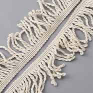 Cotton Tassel Ribbon, Garment Accessories, Floral White, 2-1/2 inch(62mm)(OCOR-WH0073-60B)