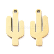 Ion Plating(IP) 316L Surgical Stainless Steel Pendants, Cactus Charm, Real 18K Gold Plated, 17.5x8x1mm, Hole: 1.2mm(STAS-D046-04G)