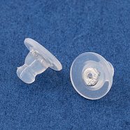 Silicone Ear Nuts, Earring Backs, with Brass Findings, Silver, 10x7.5mm, Hole: 0.50mm(SIL-L004-04S-01)