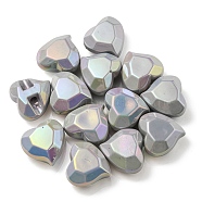 UV Plating Rainbow Iridescent Acrylic Beads, Heart, Light Grey, 22x23x13mm, Hole: 3.5mm(OACR-P010-03F)