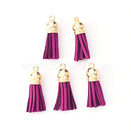 Faux Suede Tassel Pendant Decorations, with CCB Plastic Cord Ends, Light Gold, 33~35x10mm, Hole: 2.5mm(X-FIND-R095-016LG)