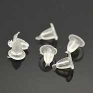 Plastic Ear Nuts, Clear, 4x4mm, Hole: 0.5mm, about 10000pcs/bag(KY-F002-01A)
