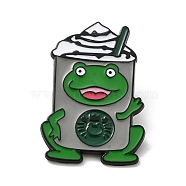 Frog Enamel Pin, Black Alloy Brooch for Backpack Clothes, Drink, 36.5x24.5x1mm(JEWB-P025-A09)