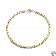925 Sterling Silver Ball Chain Bracelets, with S925 Stamp, Golden, 7-1/8 inch(18cm)(BJEW-I314-054B-G)