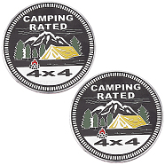Flat Round Aluminum Car Decorative Stickers, Word CAMPING RATED Self Adhesive Metal Decals for Vehicle Decoration, Mountain, 60.5x3mm(DIY-WH0504-29)