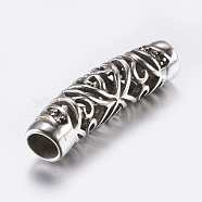 316 Surgical Stainless Steel Hollow Tube Beads, with Rhinestone, Antique Silver, 41x9~10mm, Hole: 6mm(STAS-K157-20AS)