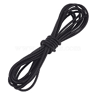 Round Braided Leather Cord, for Necklace & Bracelet Making Accessories, Black, 5mm, about 5.47 Yards(5m)/Roll(OCOR-WH0082-109E)