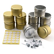 DIY Jewelry Kits, with Round Iron Tin Cans, Candle Wick and Double-faced Self-adhesive Paper Stickers, Mixed Color, 30x20x10mm(DIY-GA0001-19)