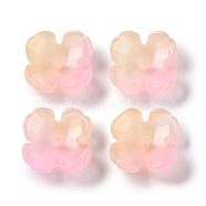 Baking Paint Glass Bead Caps, 4-Petal Flower, Pink, 12x12x4.5mm, Hole: 1.4mm(GLAA-S202-04E)