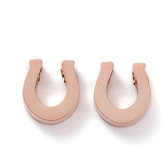Ion Plating(IP) 304 Stainless Steel Charms, Horseshoe, Rose Gold, 9x8x3mm, Hole: 1.8mm(STAS-O139-08RG)