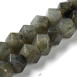 Natural Labradorite Star Cut Round Beads Strands, Faceted, 7~12x7~10x7~12mm, Hole: 1.2mm, about 25~26pcs/strand, 8.39''~8.62''(21.3~21.9cm)(G-M418-C10-01)