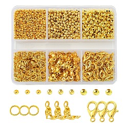 DIY Making Findings Kits, with Iron Bead Tips & Spacer Beads & Open Jump Rings, Zinc Alloy Lobster Claw Clasps, Mixed Color, 2~10x0.7~4mm, Hole: 0.8~3mm(DIY-YW0009-63)