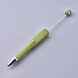 Plastic Beadable Pens, Press Ball Point Pens, for DIY Pen Decoration, Olive Drab, 144x12mm, The Middle Pole: 2mm(X-AJEW-L082-A06)