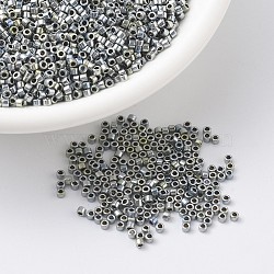 MIYUKI Delica Beads, Cylinder, Japanese Seed Beads, 11/0, (DB0545) Silver Blue Gold Iris(Palladium Plated AB), 1.3x1.6mm, Hole: 0.8mm, about 2000pcs/10g(X-SEED-J020-DB0545)